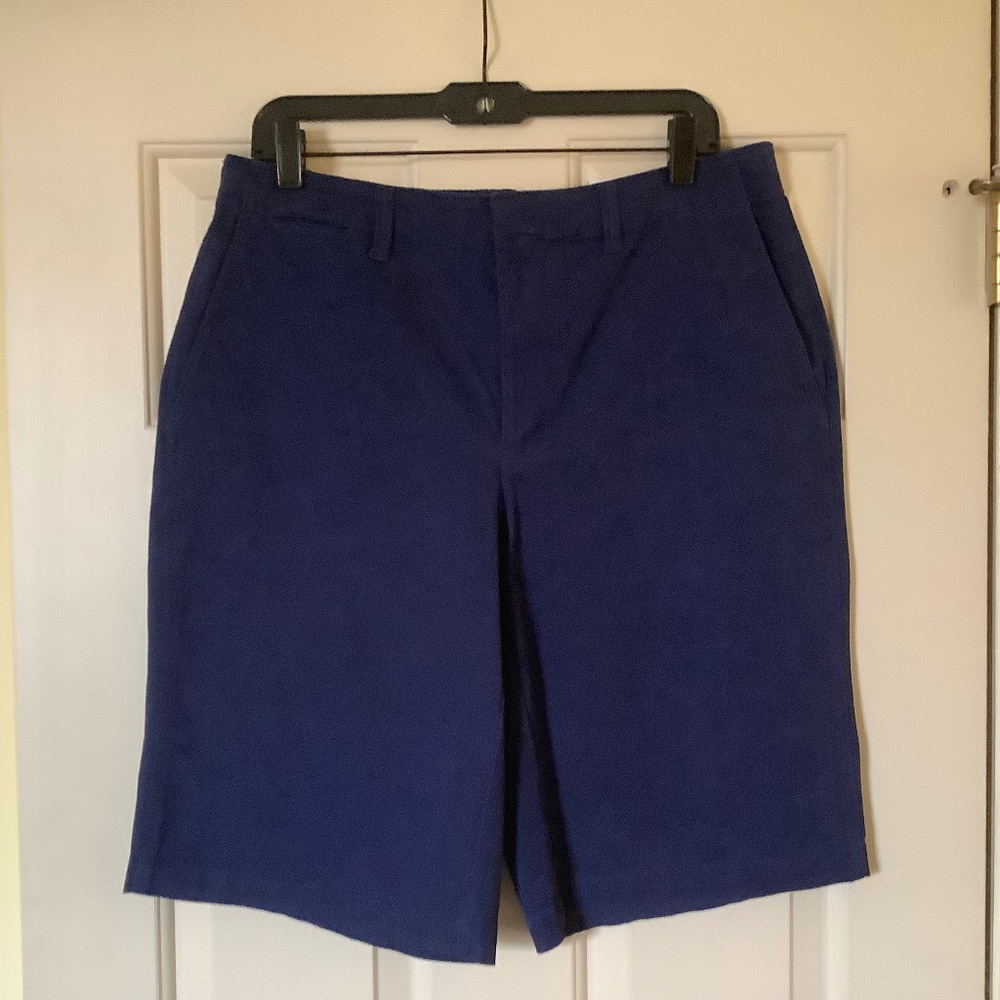 Lands' End Elastic Back Classic 12" Chino Shorts Deep Sea Navy SZ 12